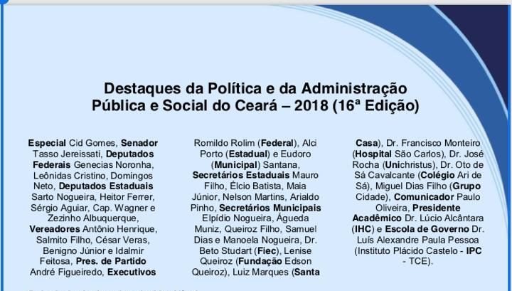 Destaque da Política e da Adm. Pública e Social do Ceará 16° Edição