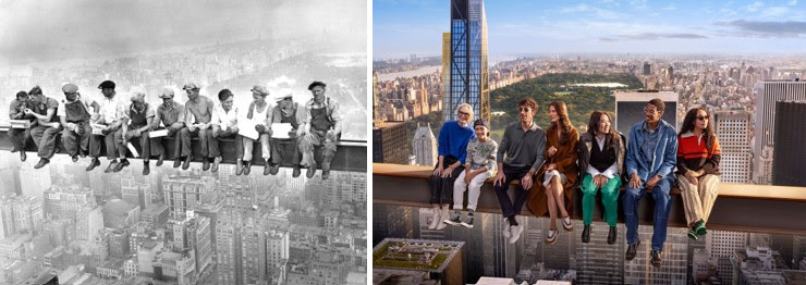 Observatório Top of the Rock, em Nova York, lança atração que recria a antiga e icônica imagem de trabalhadores sentados numa viga no topo do Rockefeller Plaza em construção